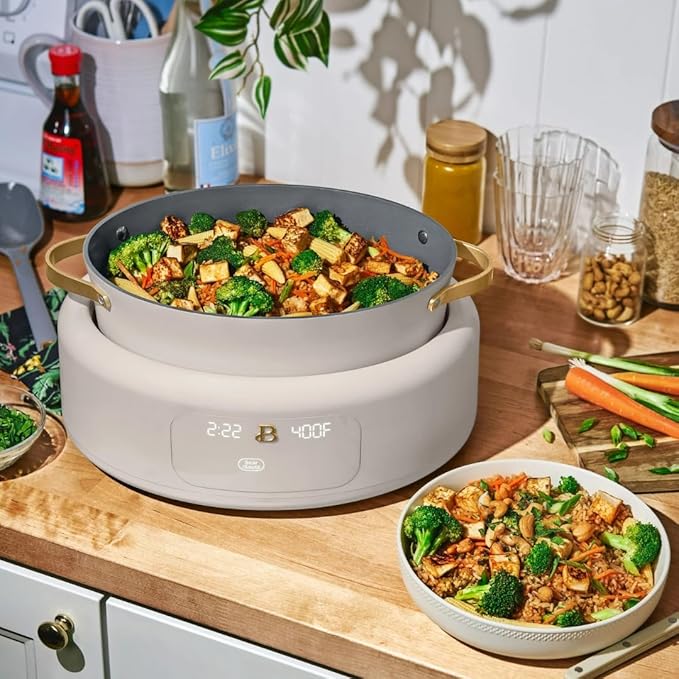 Beautiful 10-in-1 6Qt Electric Multi-Cooker with 7 Presets,Oven-Safe Pot & Lid,Sauté, Steam,Slow Cook,Slow Cooker, Simmer,Rice & More,Touch Display,Dishwasher Safe,Serves Up to 7(Porcini Taupe)