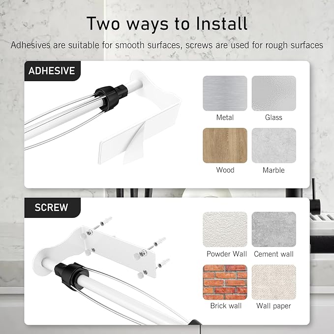 SetSail Paper Towel Holder, Paper Towel Holder Under Cabinet with Adjustable Damper Easy Tear Wall Mount Self-Adhesive or Drilled for Kitchen Bathroom, White