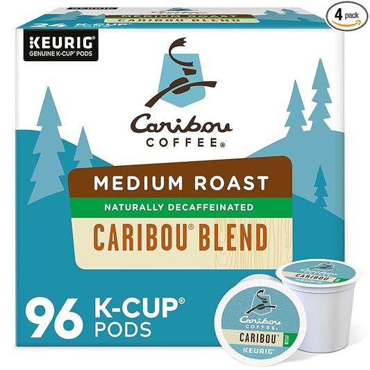 Caribou Coffee Caribou Blend Decaf Keurig Single-Serve K-Cup Pods, Medium Roast Coffee, 96 Count (Pack of 4)