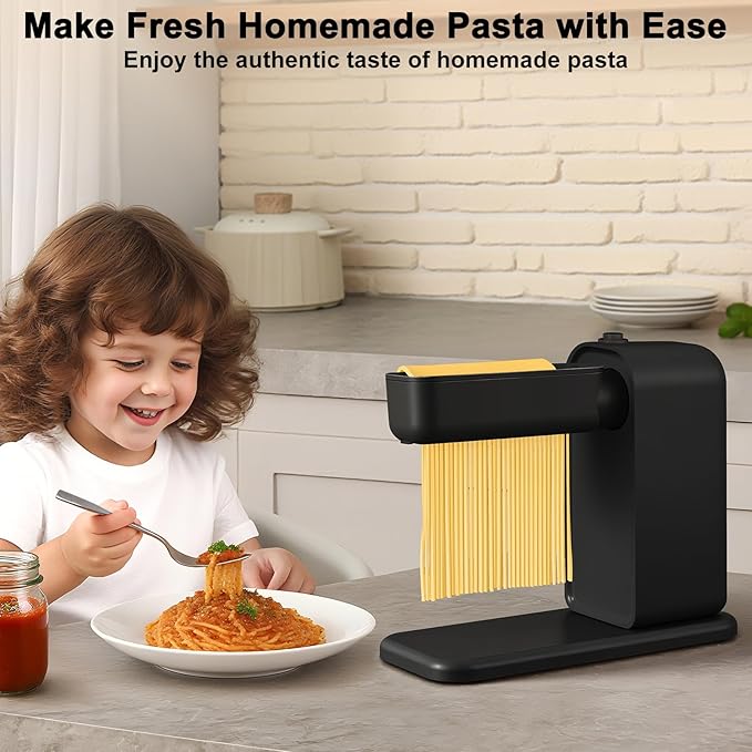 Electric Pasta Maker, 3-in-1 Pasta Maker Machine Includes Pasta Roller Spaghetti Cutter & Fettuccine Cutter with Cleaning Brush, Noodle Maker for Home Use, Black