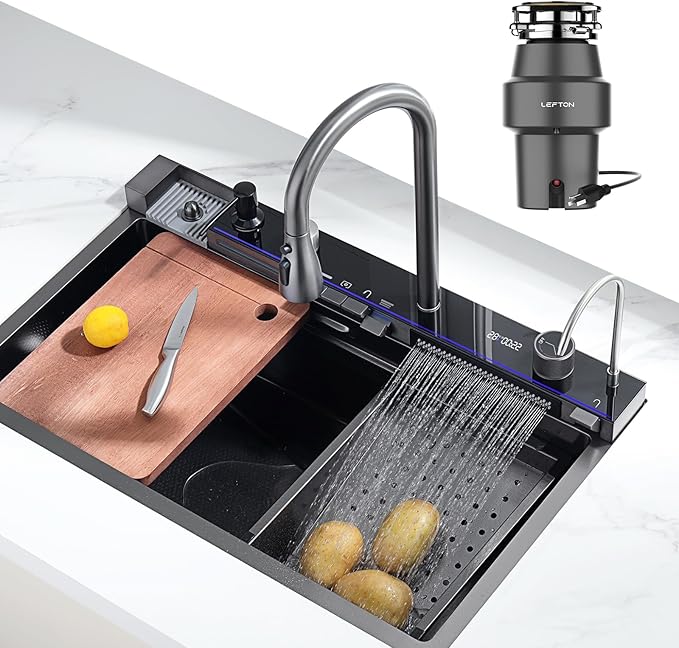 Lefton 29.5"x 18.25" Single Bowl Stainless Steel Kitchen Sink KS2206 with 1/2 HP Continuous Feed Garbage Disposal LGD-513