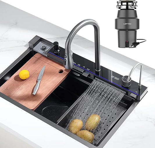 Lefton 29.5"x 18.25" Single Bowl Stainless Steel Kitchen Sink KS2206 with 1/2 HP Continuous Feed Garbage Disposal LGD-513