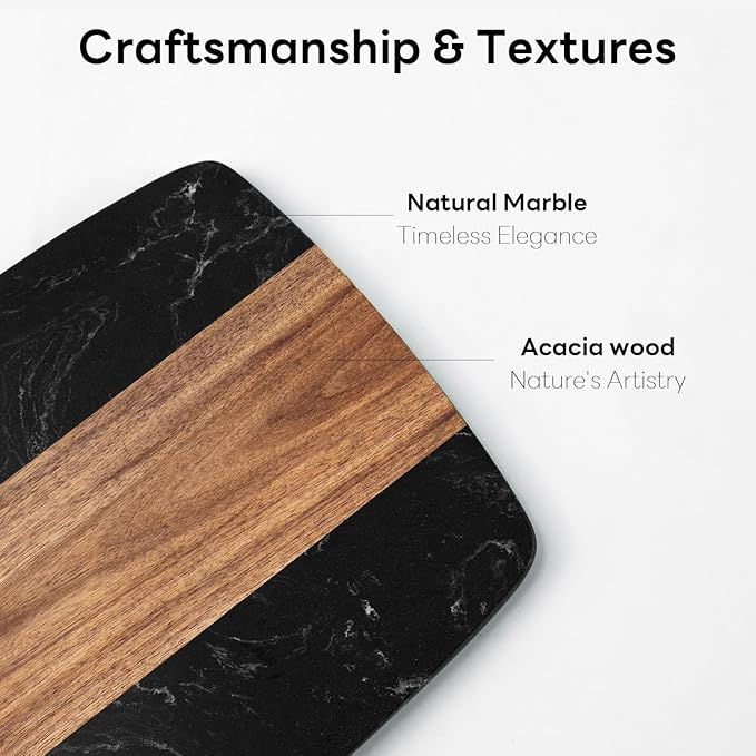 Marble charcuterie board: Acacia wood marble chopping board - suitable for kitchen, great gift for friends (black)