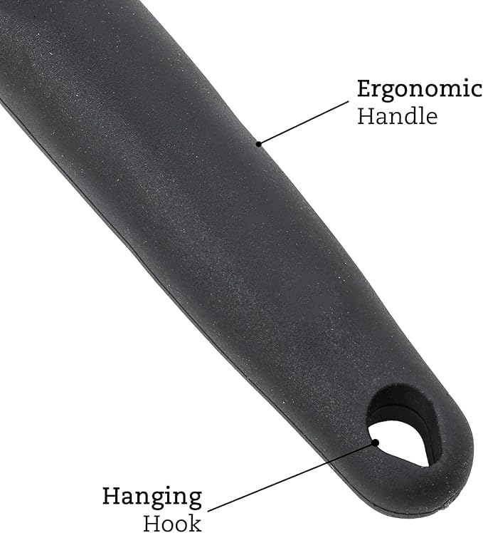 Beille 5pc Dark Grey Nylon Wooden Kitchen Utensils with Cooking Spoons, Soup Ladle, Skimmer Spoon and Spatula, 13 Inch