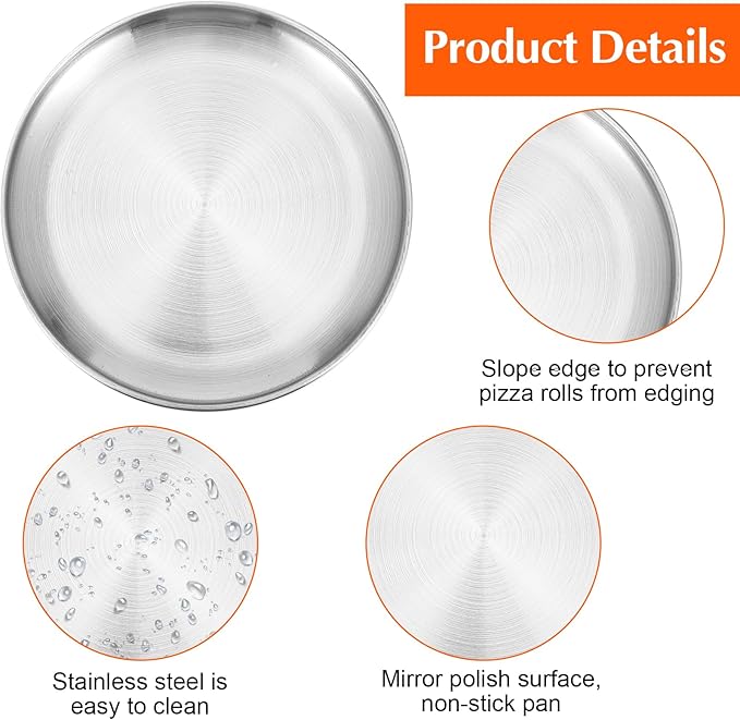 8 Pcs Silver Pizza Pans Bulk, 8 Inch Stainless Steel Round Bakeware Pizza Pan for Oven, Kitchen Baking, Home, Restaurant, Reusable Sturdy-Pizza Trays Easy Clean