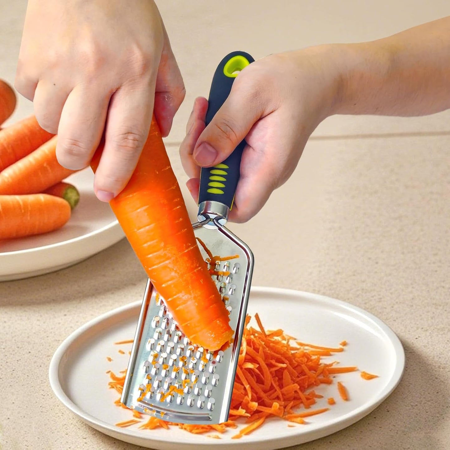 5 Pcs Stainless Steel Cheese Grater with Handle, Handheld Lemon Zester Grater with Handle, Hand Graters for Kitchen Graters & Peeler & Slicer, for Vegetable Fruit Kitchen Aid, with 1 Brush & 1 Box