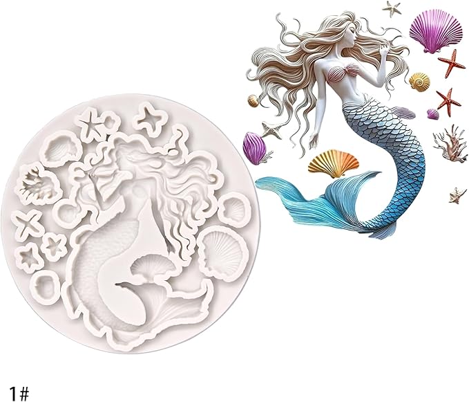 (Three-piece set) Mermaid theme, winged girl, DIY silicone mold, cake chocolate mold wedding cake decoration tool soft candy cake