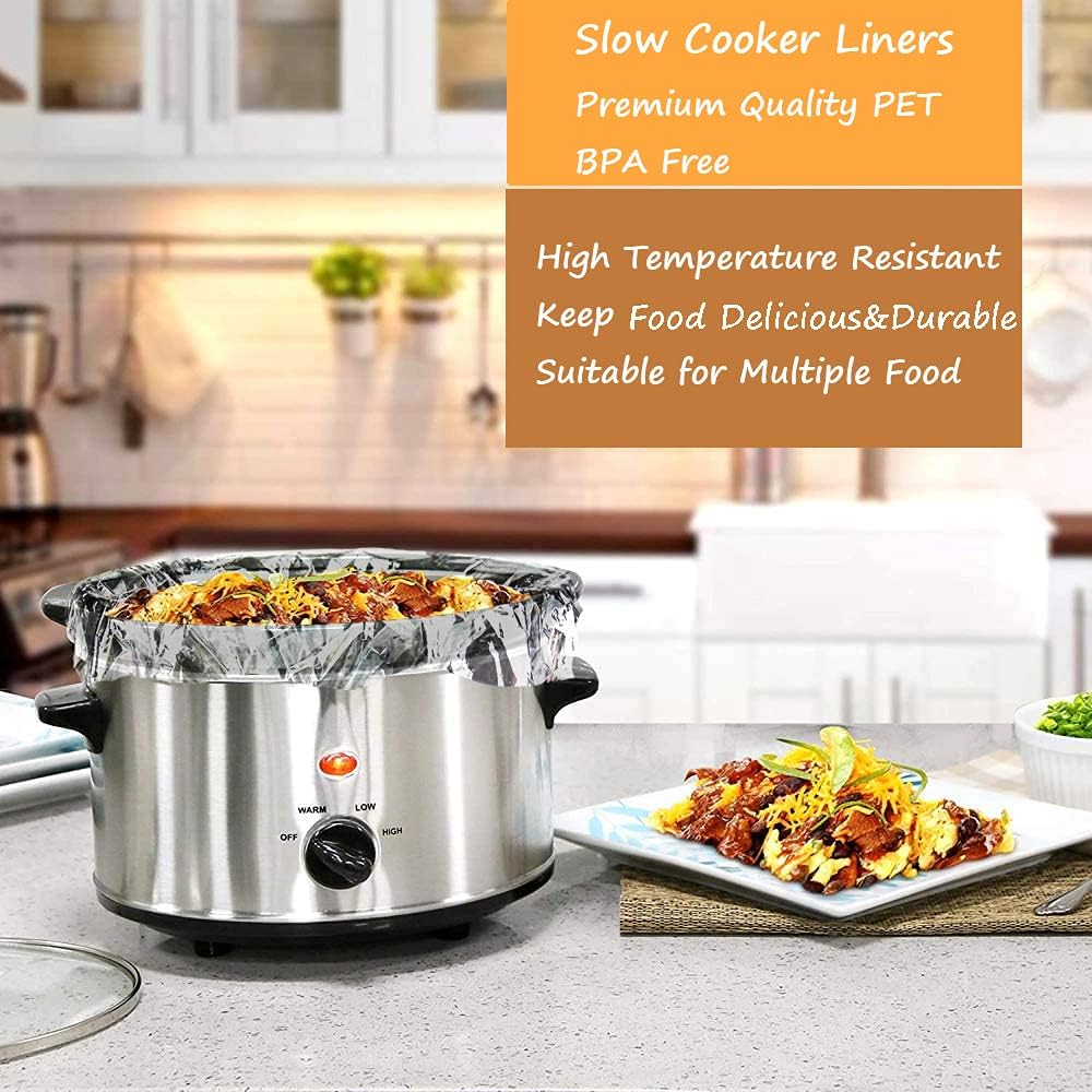 16 Bags Slow Cooker Liners, Disposable Multi Use Cooking Bags,Large Size Fit 3QT to 8QT, Plastic Bags for Slow Cooker, Pans, Aluminum Cooking Trays, BPA Free-13 x 21 Inches, 3 quarts (16)