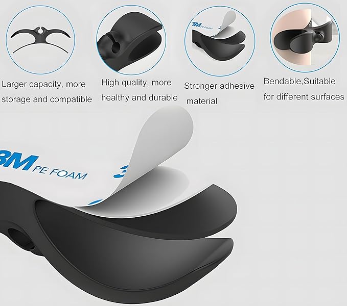 4 Pack Upgraded Cord Organizer for Kitchen Appliances with Self Adhesive Mount, Stick On Cord Organizer for Appliances, Cable Cord Holder Cord Winder for Blender Mixer, Toaster, Air Fryer (White/Grey)