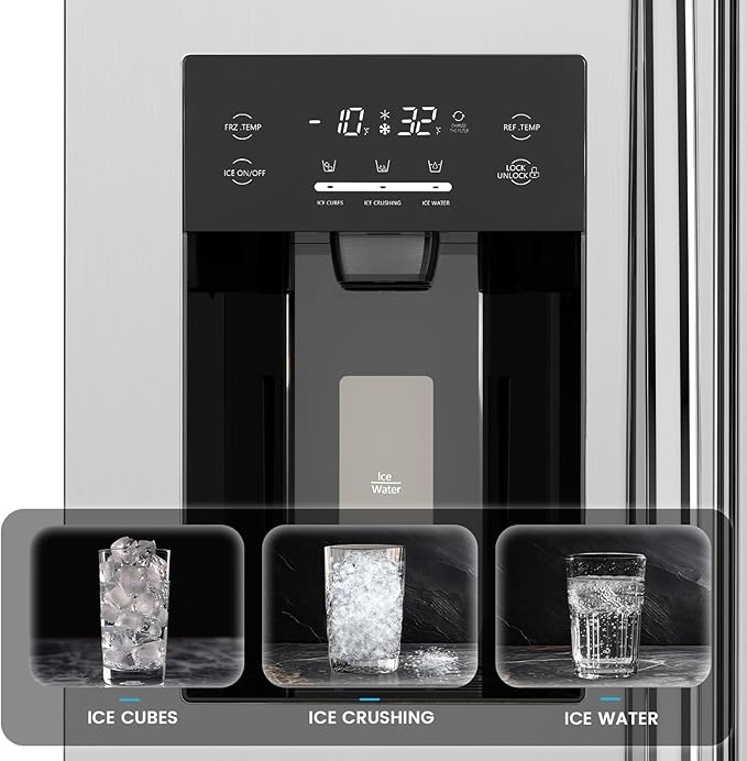 2025 Upgrade 20 Cu.ft. Large Refrigerator Fridge, 2 French Door Stainless Steel with Water Dispensor, Ice Maker for the Kitchen, Home