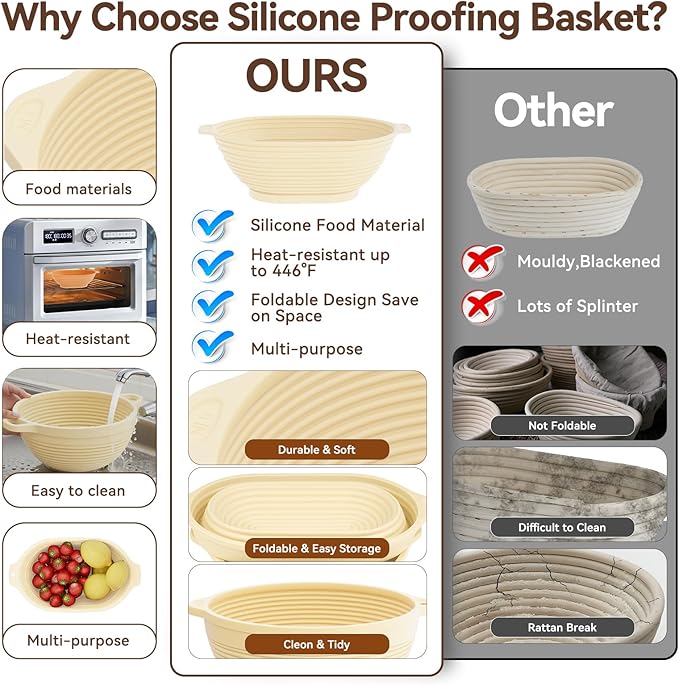 24 PCS Sourdough Starter Kit w/ 34oz Sourdough Starter Jar, Sourdough Bread Baking Supplies 9" Round & 10" Oval Silicone Banneton Bread Proofing Baskets & Baking Tools Set, Ideal Gift for Baking Gift