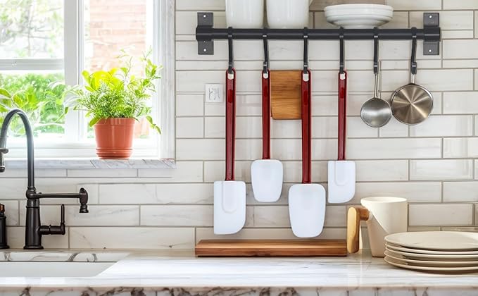 10 INCH Silicone Spatulas Heat Resistant Heavy Duty Rubber Spatulas Commercial Spatulas Set for Kitchen Use Silicone Cooking Utensils Sets of 2