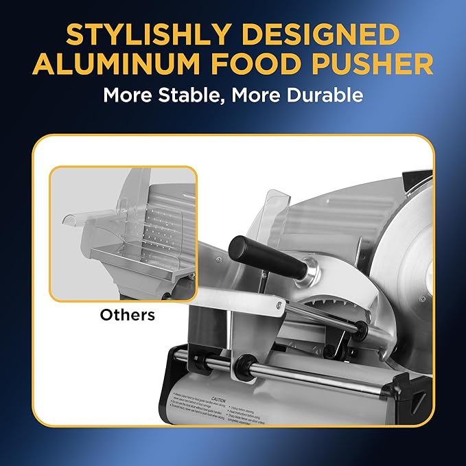 Meat Slicer, Electric Deli Meat Slicer with 8.7" Stainless Steel Blade, Adjustable Thickness slicers for Home Use, Easy to Clean, Cuts Meat, Bread, Cheese and Deli, Silver