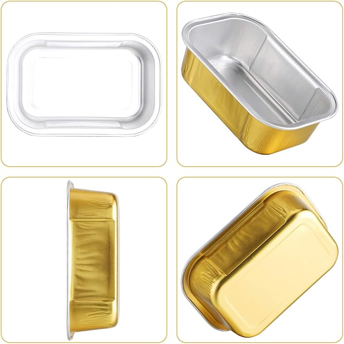 EUSOAR Baking Cups Aluminum Foil, 5.7oz 50pcs Reusable Cupcake Cups with Lids, Pie Ramekins, Creme Brulee Cup, Custard Cake Pudding Cup, Catering Party Favor-Gold