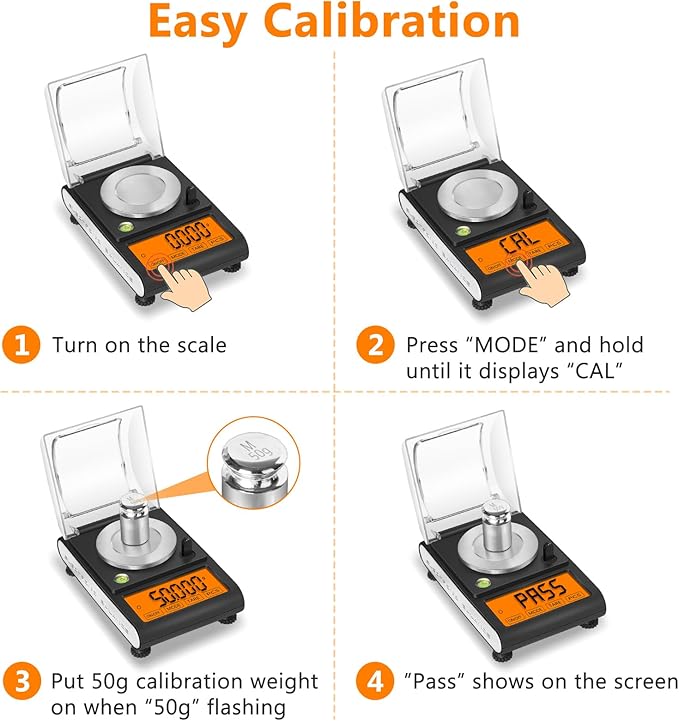 Fuzion Milligram Scale 50g/0.001g, Digital mg Scale with Calibration Weights, Jewelry Scale with Tweezers, Spoon, Bowl, Brush, Micro Scale for Powder, Gold, Herb, Large Display