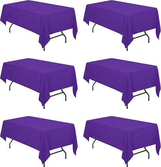 BRILLMAX 6 Pack Purple Tablecloths for 6 Foot Rectangle Tables 60 x 102 Inch - 6ft Rectangular Bulk Linen Polyester Fabric Washable Cloth Cover for Wedding Reception Banquet Birthday Party