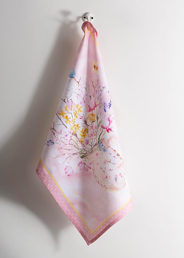 Maison d' Hermine Kitchen Towels Set of 3 100% Cotton 27.50" x 20" Reusable Cloth Tea Dish Towels Absorbent with Hanging Loop for Kitchen, Home, Dining, Cocktail Parties Spring/Summer (Easter Zest)