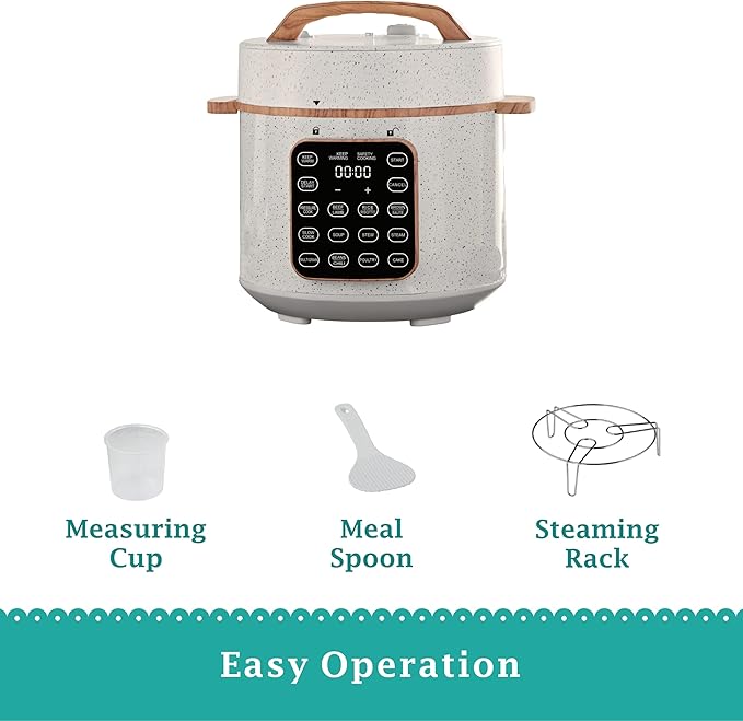 Pioneer Woman 6 Quart Electric Pressure Cooker with Touch Control Display, 7-in-1 Multi-Cooker for Slow Cooking, Sautéing, Steaming & More