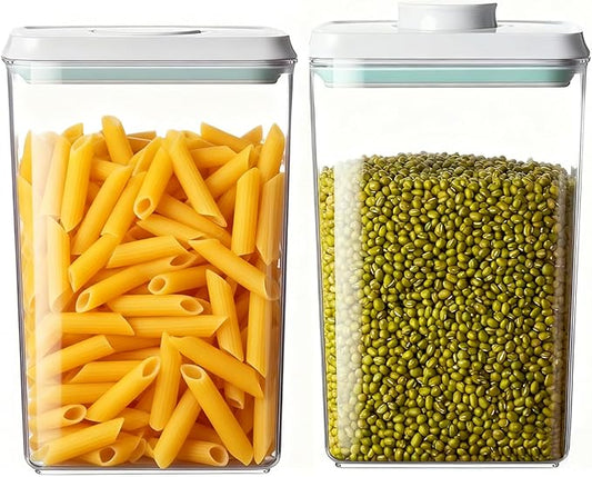 Pop Food Storage Containers Set Large Airtight Food Storage Containers with Pop Lids, Kitchen Pantry Organization and Storage, Cereal, Rice, Flour, Pasta & Snack Container, BPA Free, 2 x 2.8Qt