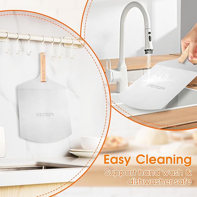 12 inch Stainless Pizza Peel for Large Oven, Pizza Spatula with Ergonomic Handle for Pizza Oven Baking, Turing Peel for Pizza, Dough, Bread Pastry, 12" W x 14.6" L