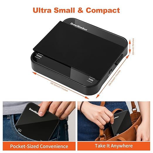 Mini Coffee Scale with Timer, 2kg/0.1g High Precision Scale for Espresso & Pour-Over, Portable Digital Kitchen Scale, 4 Modes & 3 Units, USB Charging, Tempered Glass Platform, Black