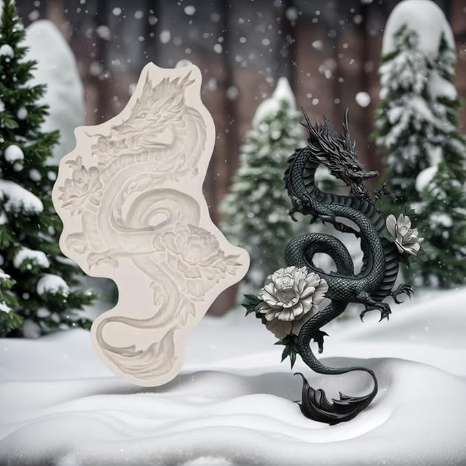 (Four-piece set) Moon sleeping dragon, fairy mushroom, whimsical girl, dragon shape, DIY silicone mold, cake chocolate mold wedding cake decoration tool soft cake mold