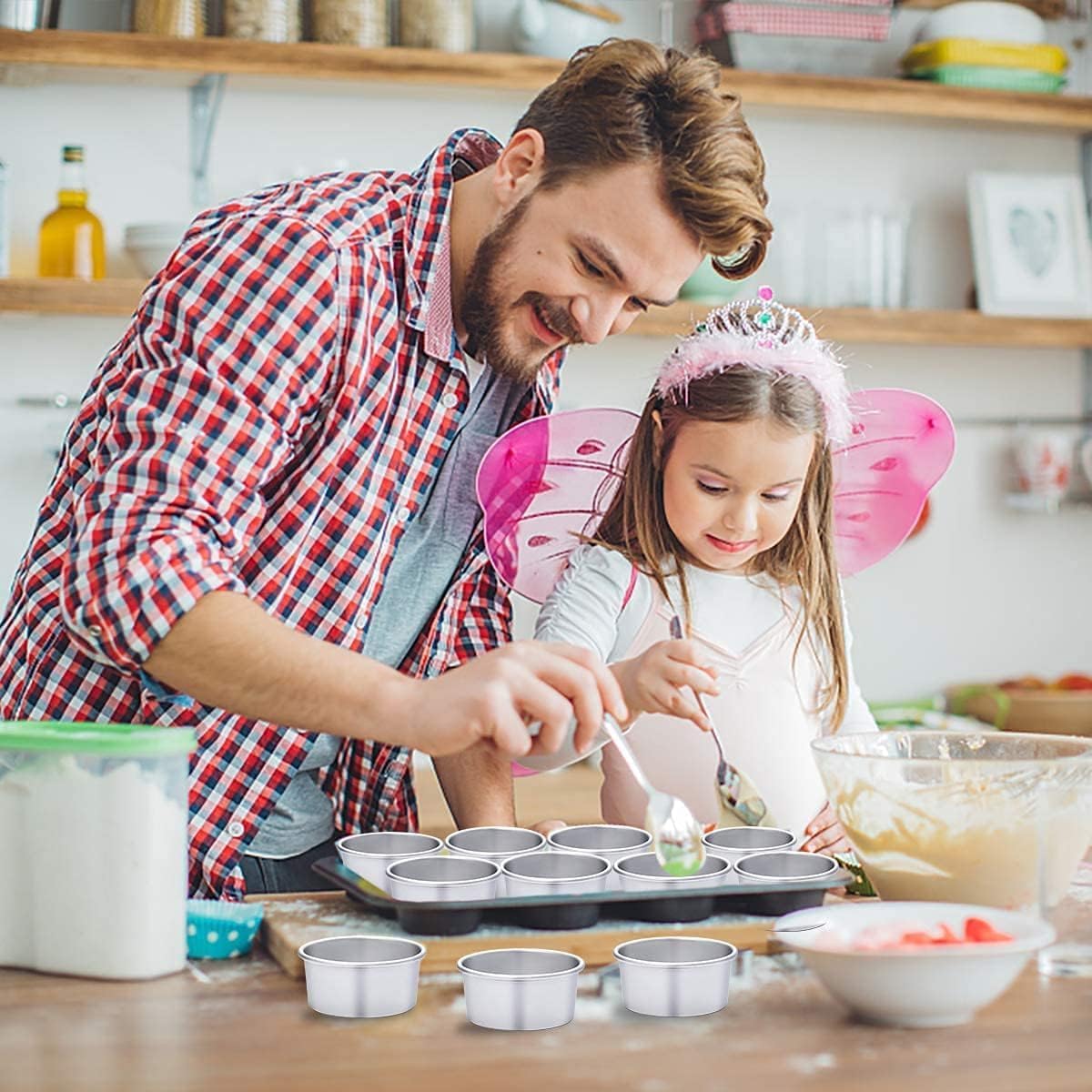 HomeMall 4 x 2 inch Round Cake Pan Set of 4, Aluminum Baking Pans for Mini Cakes, Heavy Duty Non-Stick, Evenly Baking Tools for Home Kitchen, Birthday Wedding Anniversary
