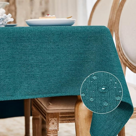 BALCONY & FALCON Rectangle Tablecloth Washable Wrinkle Resistant and Water Proof Table Cloth Decorative Linen Fabric Tablecloths for Dining Parties Kitchen Wedding and Outdoor Use (Teal, 57x118)