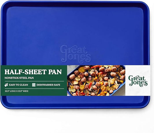 Great Jones Holy Sheet Pan (Blueberry) | Nonstick, Half-Sheet Pan | Aluminized Steel, 18.5" x 13.5" | for Baking, Roasting, & Broiling | Premium Bakeware with Even Heat Distribution | Dishwasher-Safe
