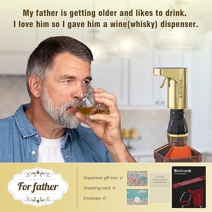 Smart Digital Wine Dispenser & Electric Aerator with Auto Stop, 1-999ML Quantitative Pour & Hands-Free Sensor for Wine, Whiskey, Spirits - Ideal Gift for Men, Dad, Him, Wine Enthusiasts (for Dad)