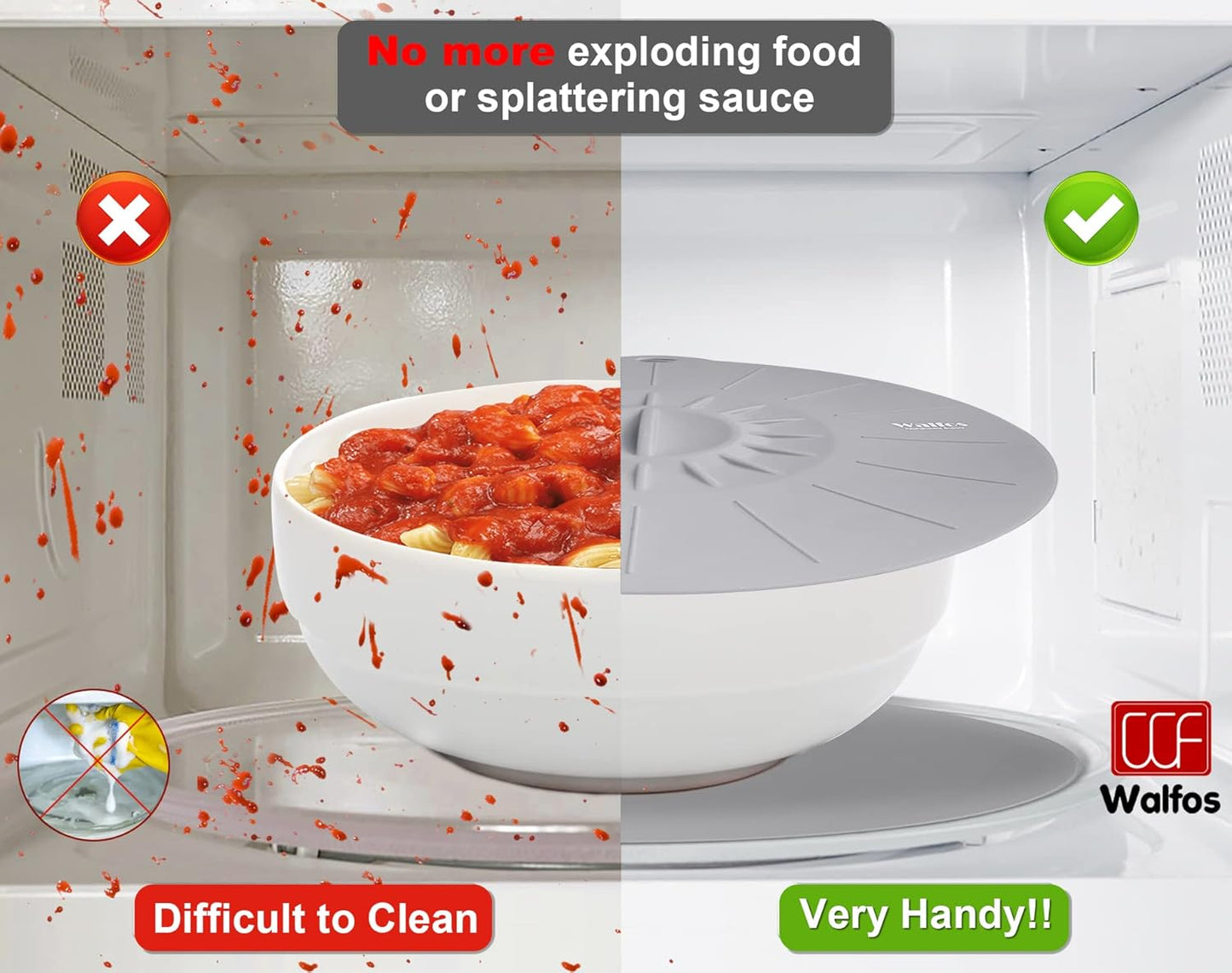 Walfos Silicone Microwave Mat & Lid Set, Heat Resistant Multi-Purpose Trivet Mat and Seal Lids, Non-Slip and BPA Free, Perfect for Oven and Hot Pan