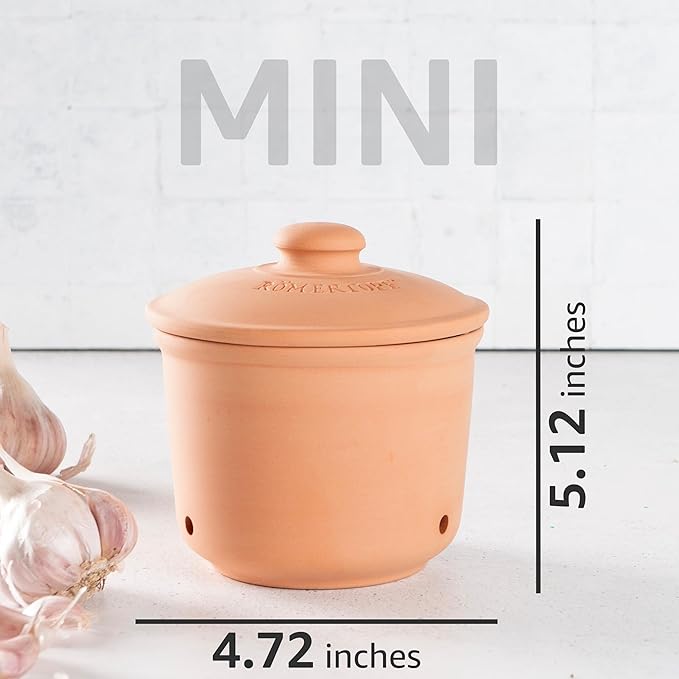 Romertopf Freshness Storage Potato Onion Garlic Clay Pot Set of 3 with Lids - Terracotta