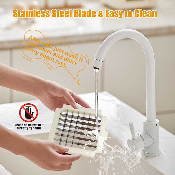 Electric French Fry Cutter, Commercial Automatic French Fry Cutter, Stainless Steel Potato Cutter with 1/2-Inch & 3/8-Inch Blade, Electric Potato Cut Machine for Restaurants & Home Kitchen