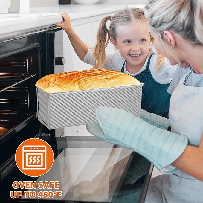 Non-Stick Pullman Loaf Pan with Lid 13x4 Inch - 2.2lb Carbon Steel Bread Baking Pan with 4 Vent Holes, Heavy Duty Sourdough Loaf Pan with Cover for Homemade Sandwich Bread (Silver)