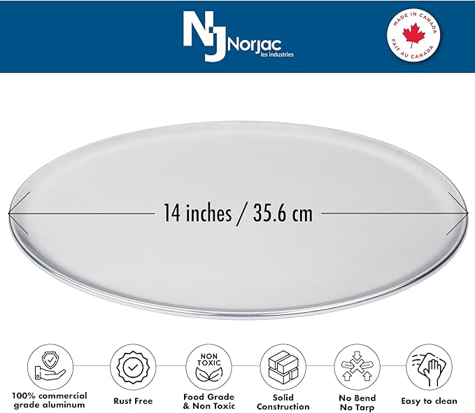 Norjac 14 Inch Pizza Pan, 2 Pack, Round Aluminum Pans, Baking Tray for Oven, Rust-Free, Durable & Long Lasting