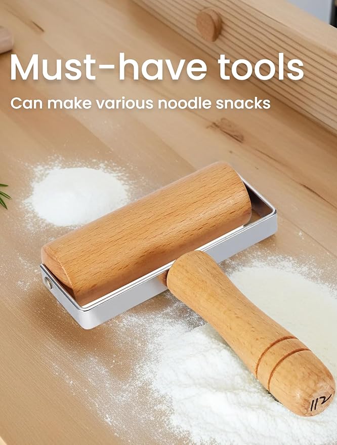 Pizza Rolling Pin, Small Rolling Pin, Non-Stick Wooden Dough Roller for Pastry Tortilla Pizza Cookie Dumpling (Type 2)
