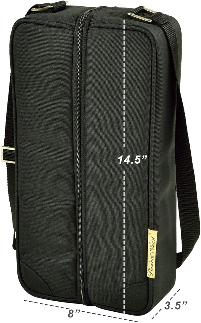 Picnic at Ascot Insulated Wine Tote with 2 Wine Glasses, Napkins and Corkscrew -Designed & Assembled in the USA