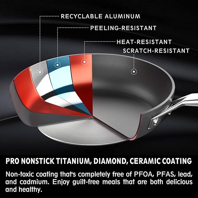 MSMK 2.5 Quart Sauce Pan with lid, Stay-Cool Handle, Burnt also Nonstick, Scratch-resistant, Induction Cooking Pot