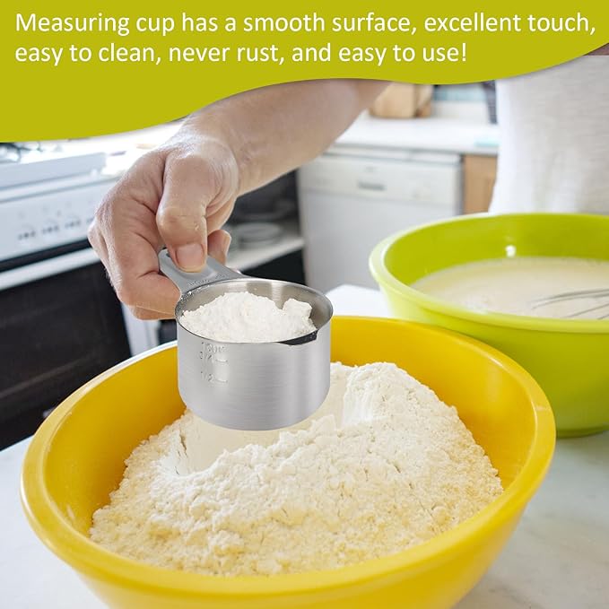 1/3 Cup (80 ml | 2.7 oz | 80 cc) Stainless Steel Measuring Cup, Metal Measuring Cup for Cooking & Baking