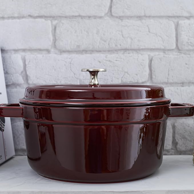 Staub Cast Iron Round Dutch Oven, Made in France, Grenadine, 4-qt, Serves 4-6 people