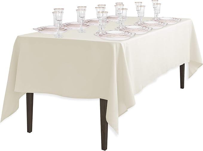 LinenTablecloth 60 x 102-Inch Rectangular Polyester Tablecloth Ivory