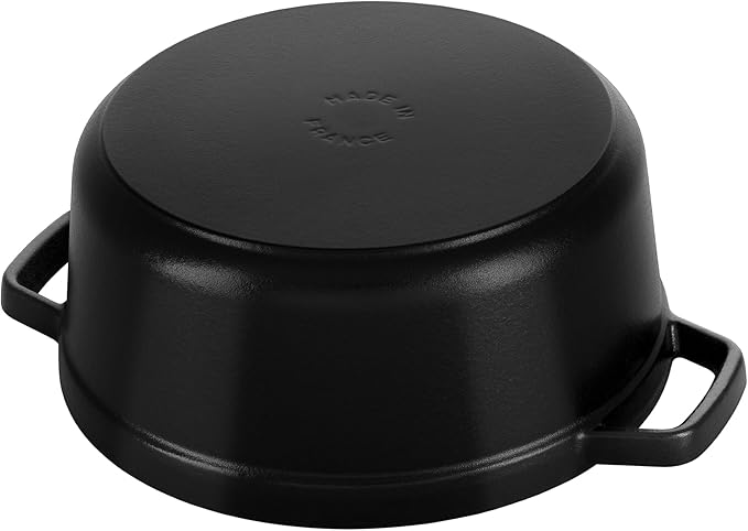 STAUB Cast Iron Dutch Oven 4-qt Round Cocotte, Made in France, Serves 3-4, Matte Black