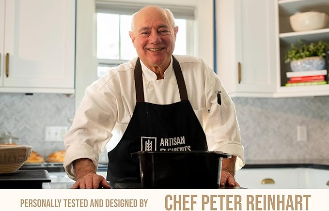 KooK Dutch Oven, for Bread Baking, Sourdough Loaf Pan, with Lid, Dual Handles, Enameled Cast Iron, includes Lid Lever, Dishwasher Safe, 3.4 Qt, Black