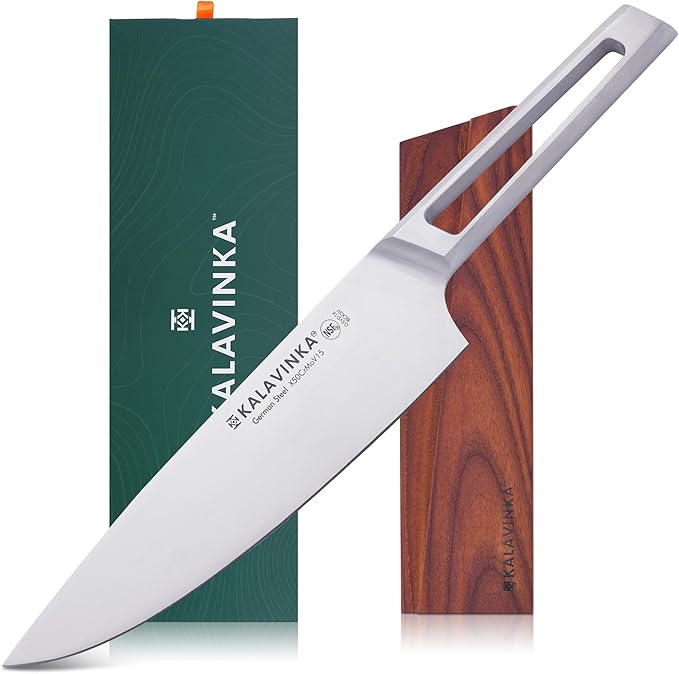 Professional Chef Knife 8", High Carbon Stainless Steel Blade, All-Purpose Kitchen Knife with Gifted Sheath, Summer Cooking (VENDANA)