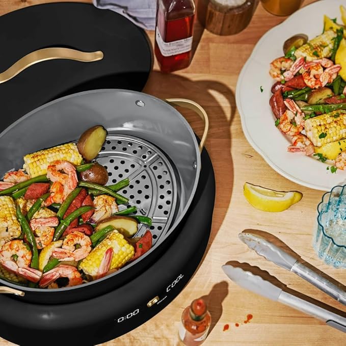 Beautiful 10-in-1,6Qt Electric Multi-Cooker with 7 Presets,Oven-Safe Pot & Lid,Sauté,Steam,Slow Cook,Slow Cooker, Simmer, Rice & More – Touch Display, Dishwasher Safe, Serves Up to 7 (Black Sesame)
