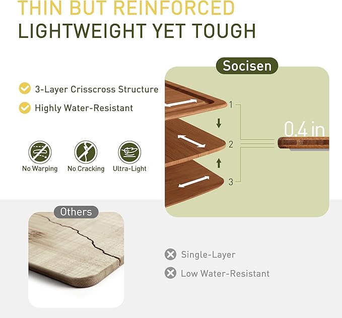 Dishwasher Safe Bamboo Cutting Boards Durable Lightweight Wood Cutting Board for Busy Kitchen, Easy Clean Wooden Chopping Boards with Juice Groove Set of 3 (L+M+S)