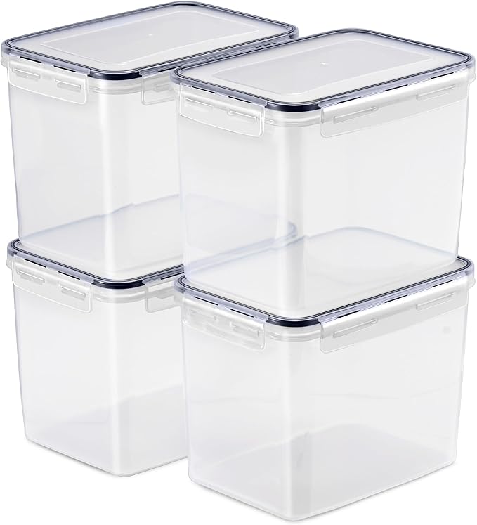 Sorbus Food Storage Containers - Pack of 4 - Air Tight, Four-Way Snap Lids Keeps Food Fresh - Store Cereal, Pasta, Flour, Nuts, Candy - Durable Plastic Kitchen Pantry Bins