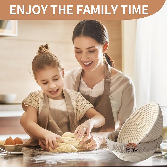 Banneton Bread Proofing Basket,Sourdough Banneton Basket, Nature Rattan Proofing Basket – 9 Inch Round x2 with Liner, Artisan-Grade Sourdough Baking Essentials for Perfect Rise & Rustic Crust