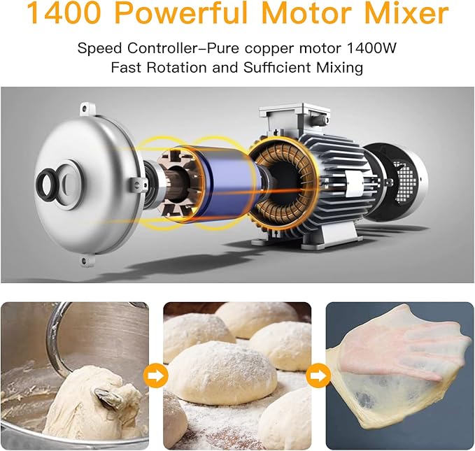 Garvee 7.5QT Stand Food Mixer, 10-Speed Tilt Head 3-IN-1 Kitchen Electric Mixer with Stainless Steel Bowl, Egg Whisk, Dough Hook, Beater, Splash Guard, Compact Dough Mixer for Home Cooks, Black