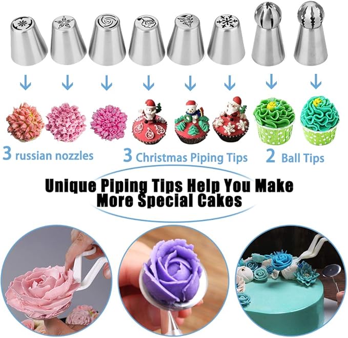 Cake Decorating Kit Cake Decorating Supplies, 515 PCS Baking Supplies Set with 3 Springform Pan Sets, 66 Icing Piping Nozzles, Cake Rotating Turntable, Piping Bags, Birthday Gifts for Mom Wife